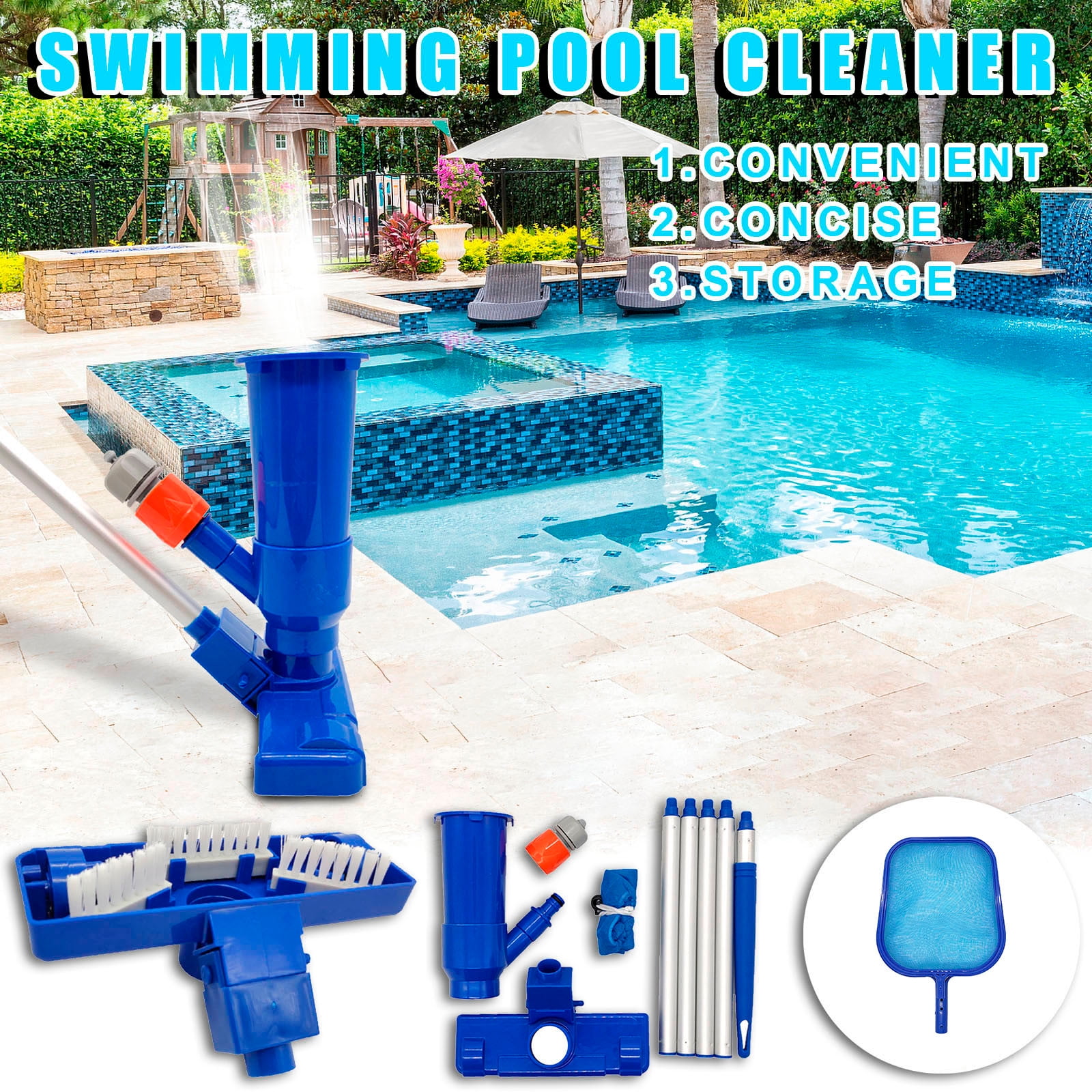 Tiitstoy Portable Pool Vacuum Cleaner & Net Combo for Above Ground ...