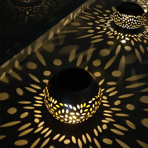 Tiitstoy Solar Outdoor Table Lantern, Flickering Flame Light Round Pot with Warm Yellow Garden Led Tabletop Lamp Waterproof Decorative for Garden,Yard