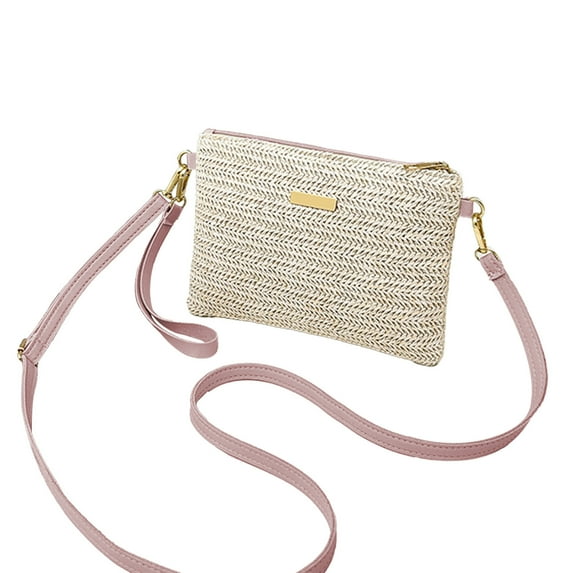 Tiitstoy Woven Envelope Bag for Women, Fashion Lightweight Crossbody Bag, Shoulder Bag for Daily Vacation Pink