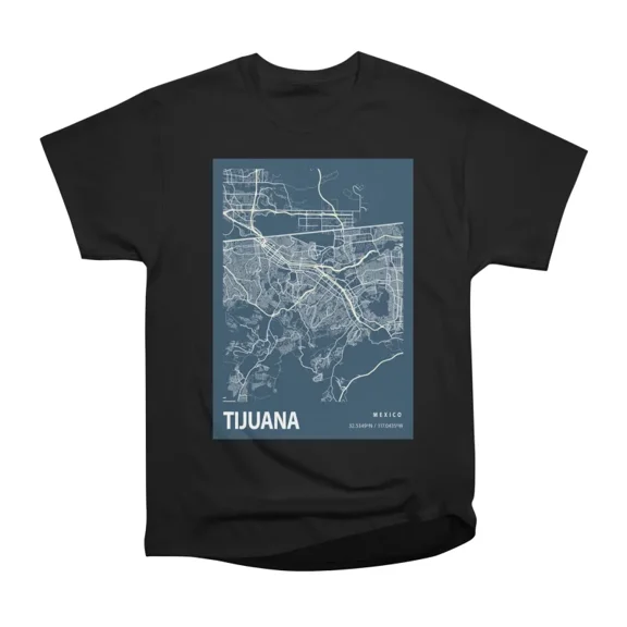 Tijuana Blueprint City Map T-Shirt Tee Gift For Him Merch For Her Apparel For Friend