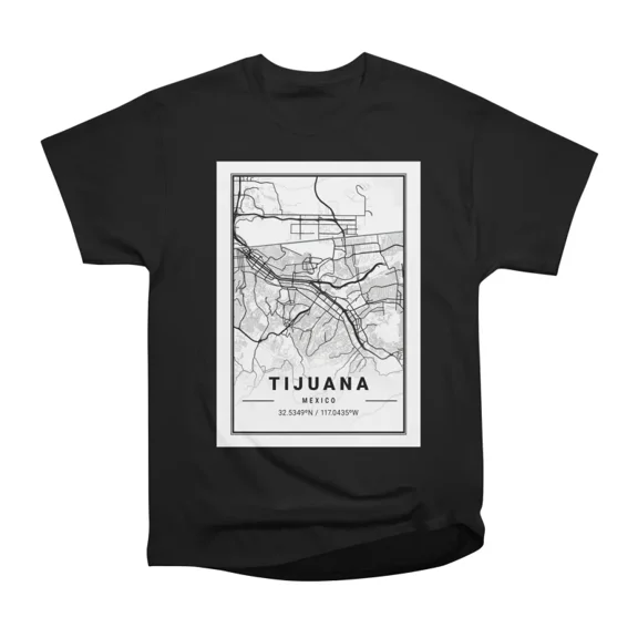 Tijuana Light City Map T-Shirt Tee Gift For Him Merch For Her Apparel For Friend