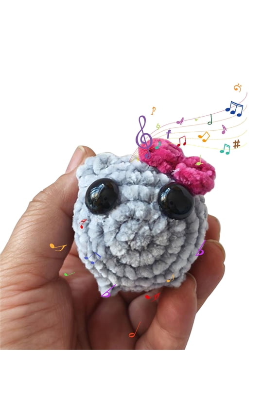 Tik Tok Meme Sad Hamster Keychain Plush Toy with Pink Bow, Handmade Crochet Built-In Violin Sound for Soft Cute (Keychain with Music)