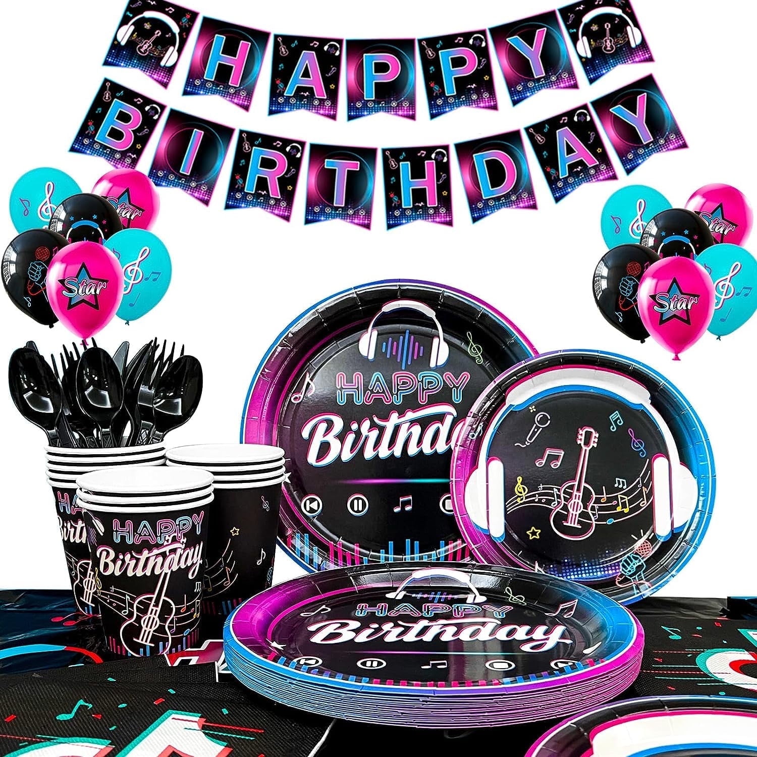 Tik Tok Party Decorations 138pcs Tik Tok Birthday Party Decorations Tableware Set Tik Tok Balloons Banner Tablecloth Plates Cups Napkin ect Tik Tok