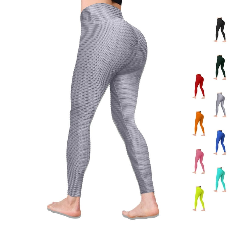 TikTok Leggings, High Waist Yoga Pants for Women, Tummy Control Slimming  Booty Leggings Workout Running Butt Lift Tights, Gray, S Size