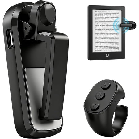 B-Qtech Bluetooth Page Turner Ring for Kindle, Finger Remote Control for iOS & Android, Black Silicone 1 Pack