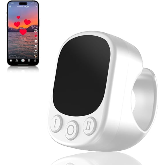 TikTok Scrolling Ring Remote Control,Page Turner for iPad iPhone & Android Tablet,Bluetooth Camera Remote, Scrolling Ring for TikTok,YouTube,Instagram,iOS,Android (Black)