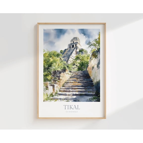 Tikal Guatemala Poster Home Decor Wall Art Poster, Unframed Size 8x12