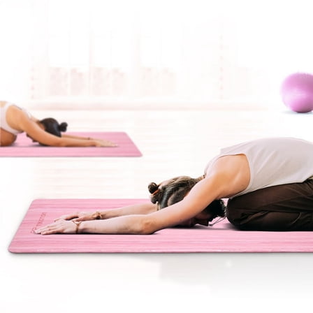 Tikaton Yoga Mat, Eco Friendly POE Yoga Mat Non-Slip Exercise & Fitness Mat with Carrying Strap, Workout Mat 1/4 inch 72" L x 24" W(Pink)