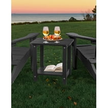 Tikea Adirondack Outdoor Side Table, 16.7" Outdoor End Table for Patio Pool Porch, All Weather Resistant Outdoor Patio Furniture Black
