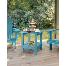 Tikea Adirondack Outdoor Side Table, 16.7" Outdoor End Table for Patio Pool Porch, All Weather Resistant Outdoor Patio Furniture Lake Blue