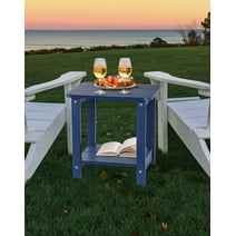 Tikea Adirondack Outdoor Side Table, 16.7" Outdoor End Table for Patio Pool Porch, All Weather Resistant Outdoor Patio Furniture Navy Blue