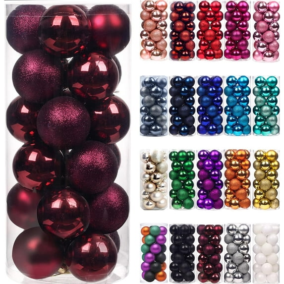 Tikeitoo Christmas Tree Ornaments Deals Xmas Colorful Shatterproof Plastic Decorative Hanging Ball for Christmas Wreath Ornaments and Party Decoration