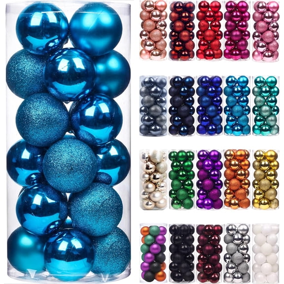 Tikeitoo Christmas Tree Ornaments Xmas Colorful Shatterproof Plastic Decorative Hanging Ball for Christmas Wreath Ornaments and Party Decoration