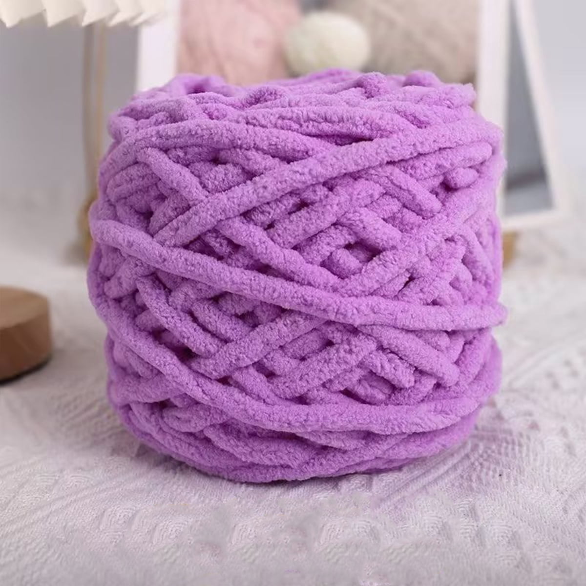 Tikeitoo Chunky Knitting Yarn 4-Pack - #6 Super Bulky Soft Tube Chenille Yarn for Arm Knitting & Crochet - Make Blankets & Scarves - 400g Total