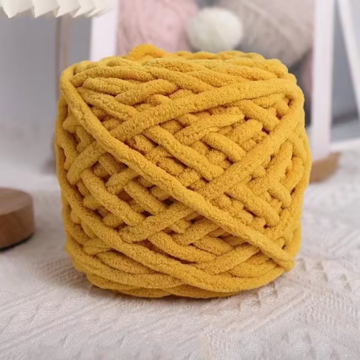 Tikeitoo Chunky Knitting Yarn 4-Pack - #6 Super Bulky Soft Tube Chenille Yarn for Arm Knitting & Crochet - Make Blankets & Scarves - 400g Total