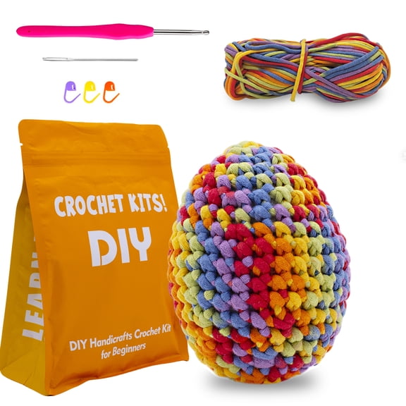 Tikeitoo Easter Gifts Clearance, Crochet Kits for Beginner, Egg Craft Knitting Crocheting Kits with Step-by-Step Video Tutorials, Included Hooks, Easy Yarns, Needles