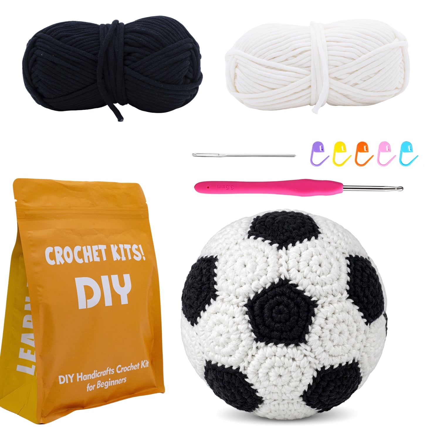 Tikeitoo Crochet Kit for Beginners Soccer Amigurumi Crochet Starter Kit ...