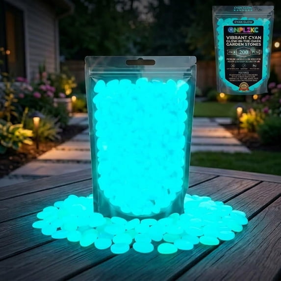 Tikeitoo Glow in The Dark Rocks Glowing Rocks for Outdoor Decor, Garden Lawn Yard, Aquarium, Walkway, Fish Tank, Pathway, Luminous Pebbles Powered by Light or Solar-Recharge Repeatedly