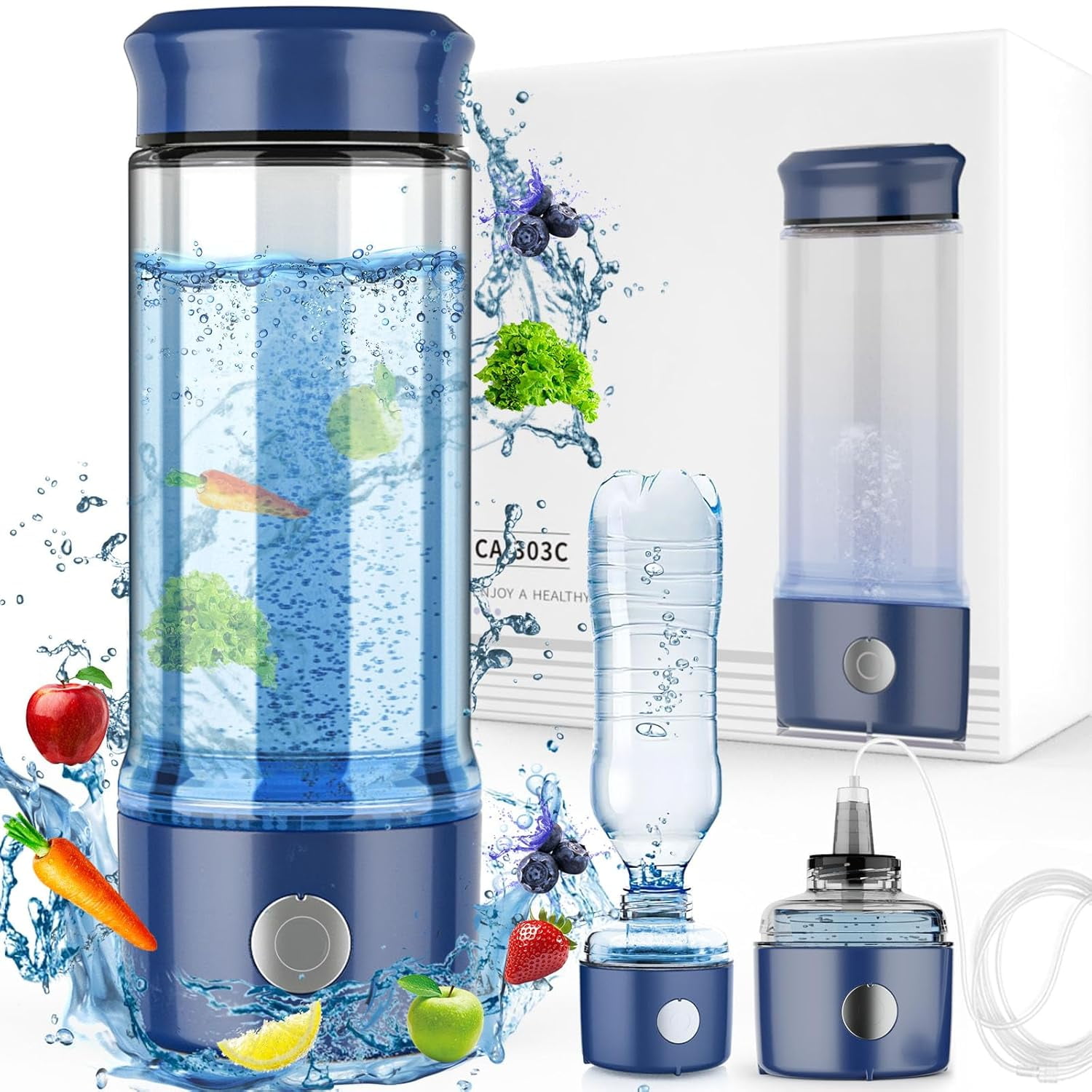 Tikeitoo Hydrogen Water Bottle - Upgraded 1600ppb Portable Hydrogen Water Ionizer Machine, Rechargeable Gift Health Cup for Home, Office, Travel & Daily Hydration