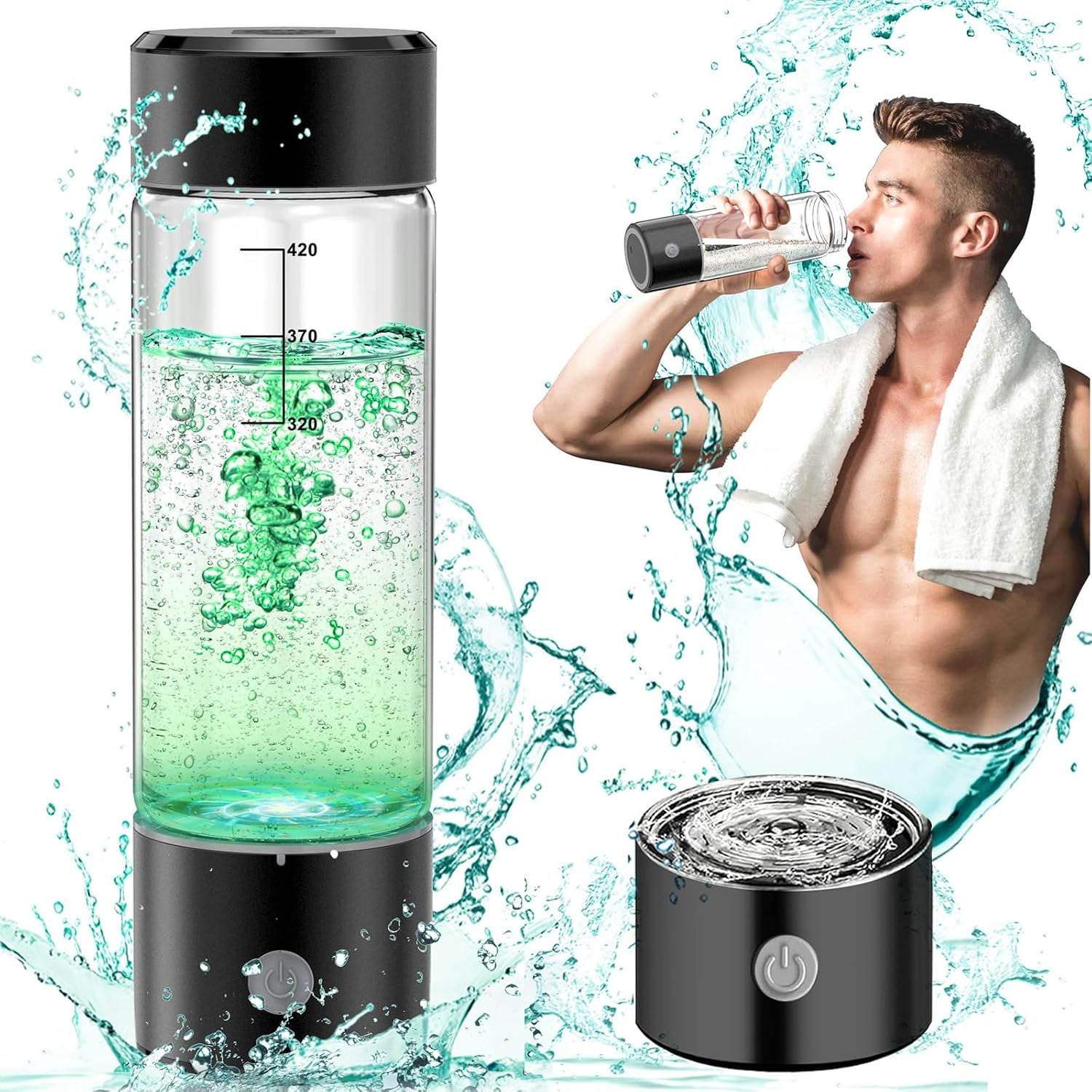 Tikeitoo Hydroh Original Hydrogen Water Bottle 14oz, Portable