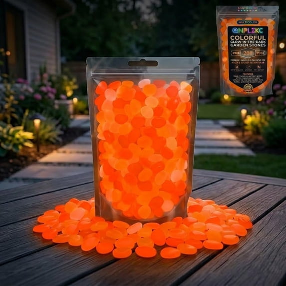 Tikeitoo Night Guide Pebbles Glowing Rocks for Outdoor Decor, Garden Lawn Yard, Aquarium, Walkway, Fish Tank, Pathway, Luminous Pebbles Powered by Light or Solar-Recharge Repeatedly