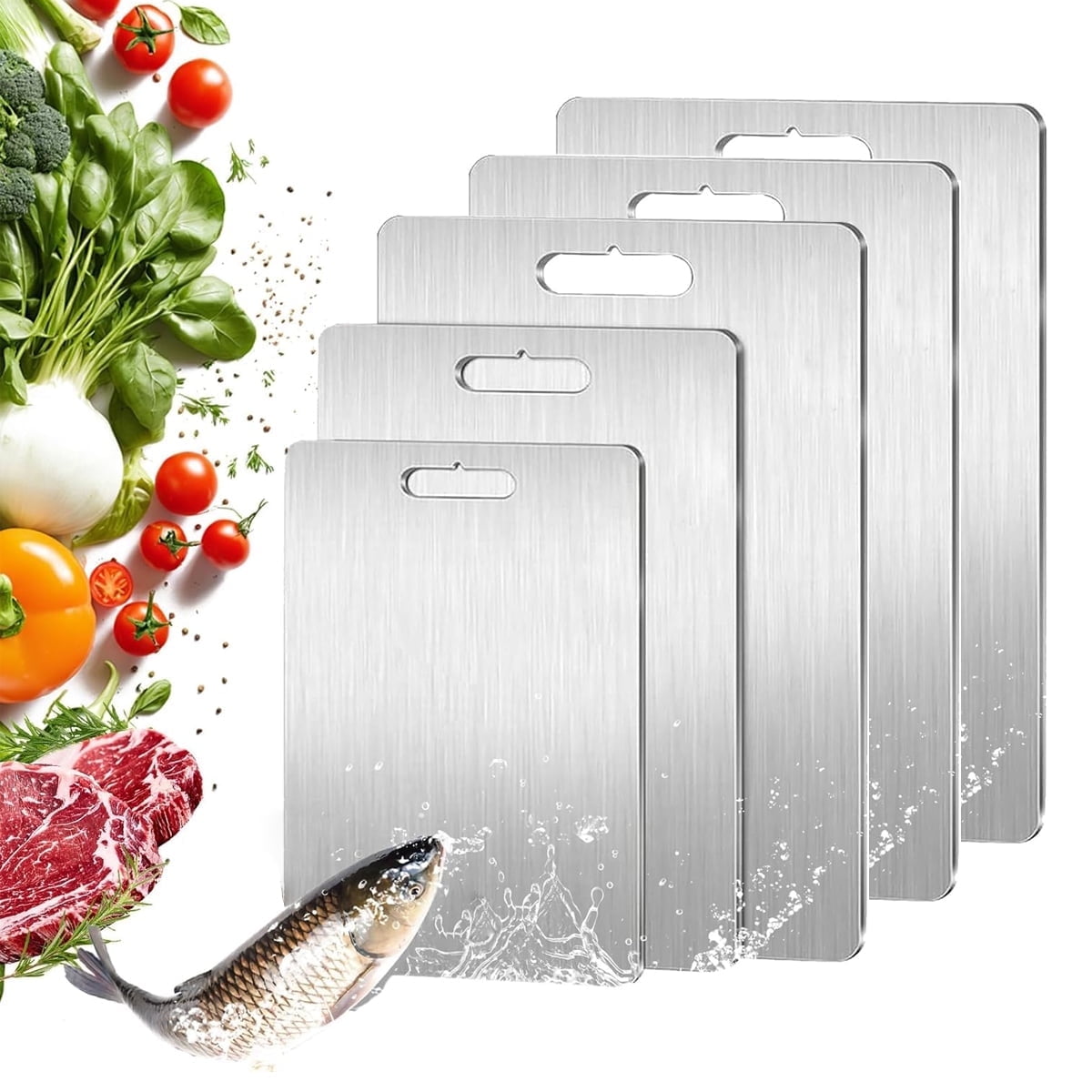 Tikeitoo Stainless Steel Cutting Boards for Kitchen Clearance Dishwasher Safe Chopping Board, Double-side Charcuterie Board For Kitchen Outdoor Camping,Housewarming Gifts for Friend