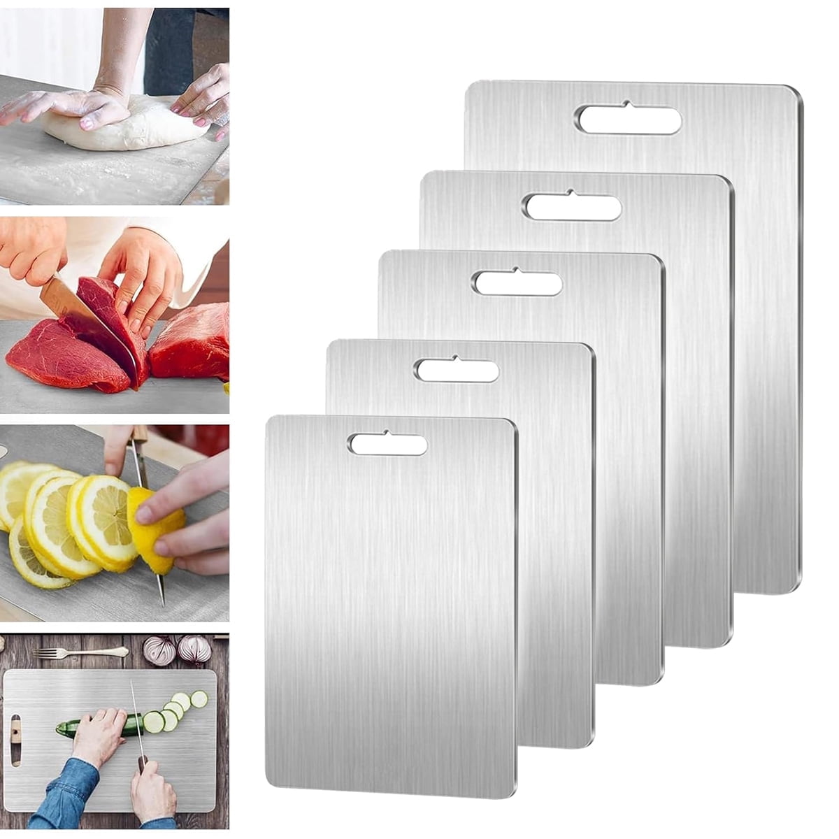Tikeitoo Titanium Cutting Board Clearance Stainless Steel Cutting Boards for Kitchen, Double Sided Food Grade, Titanium Cutting Mat Chopping Boards for Meat Fruit & Vegetable Various Cooking Tasks