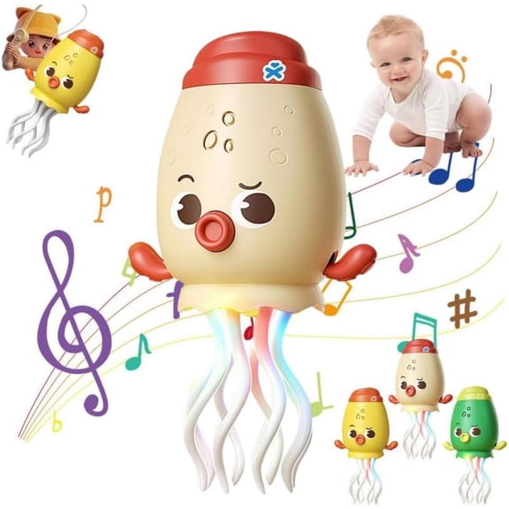 Tikeitoo Toys Savings Magic Dancing Octopus Toy, Crazy 8-Leg Auto-Dance Octopus Toy, Crawling Dancing Automatic Obstacle Sensor Toys,Smart-Tentacle Self-Navigating Robotic Pet Toys for Indoor Cat Dog