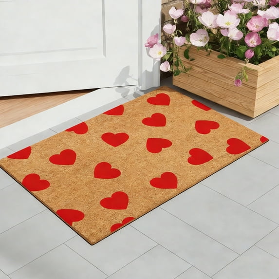 Tikeitoo Valentine's Day Decor Clearance Door Mat Romantic Heart Pattern Welcome Mat Non-Slip Entrance Door Rugs for Indoor Outdoor Home Bathroom Decor - 16x24