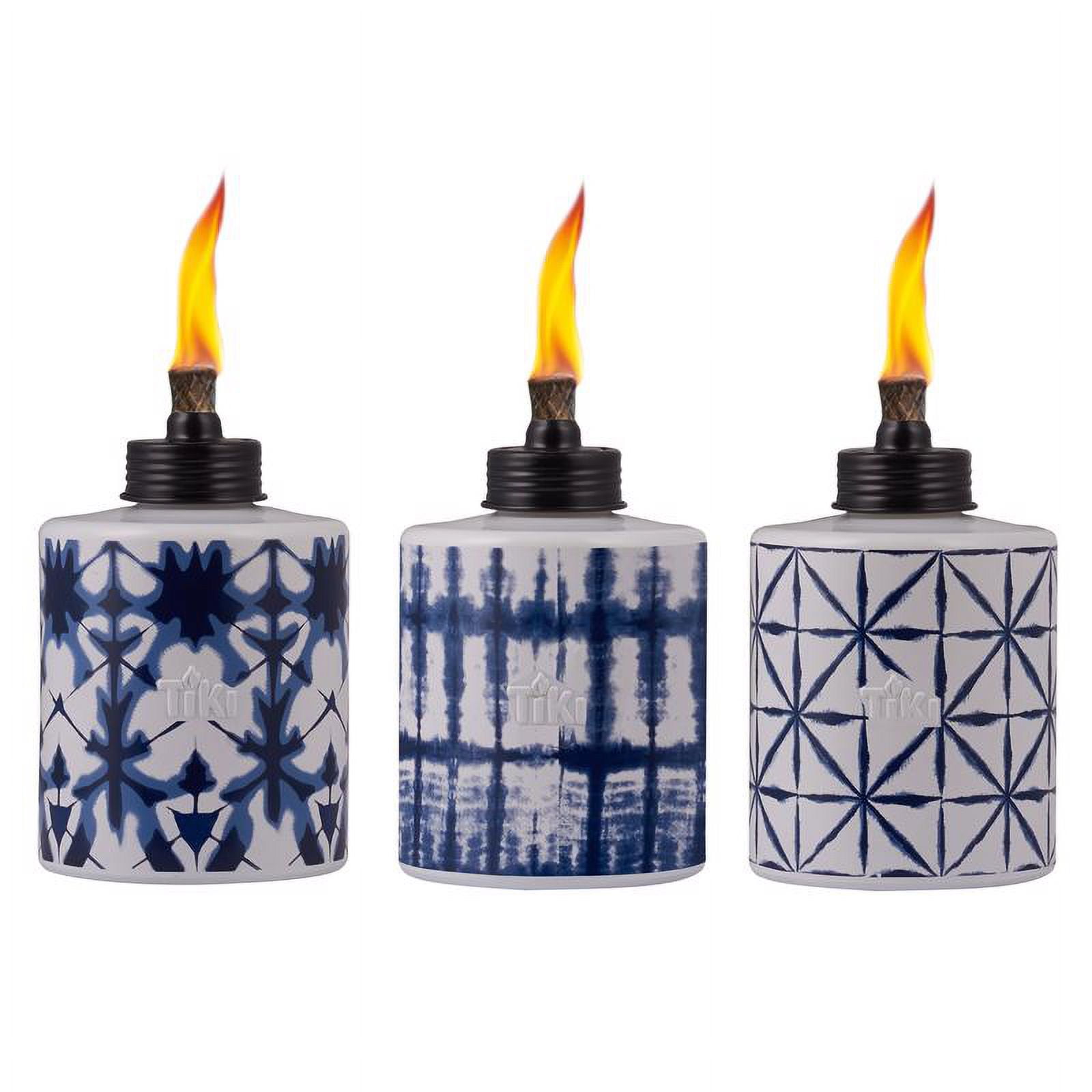 Blue and White Tie Dye Glass Tabletop Torch
