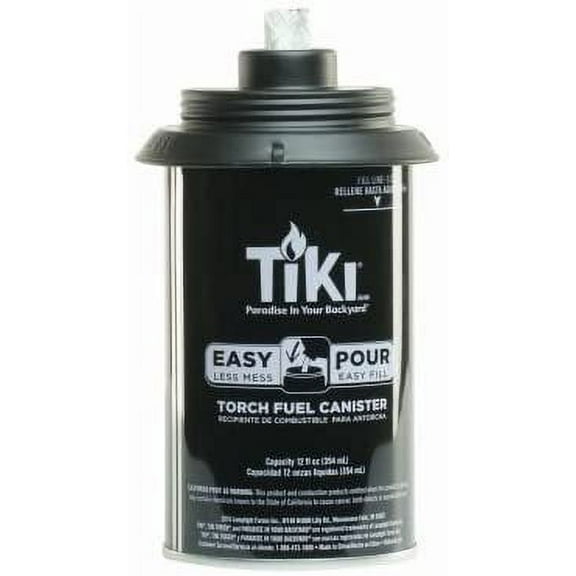 Lamplight Farms Easy Pour Metal Replacement Torch Fuel Canister - 8 Pack, 12 oz, Black