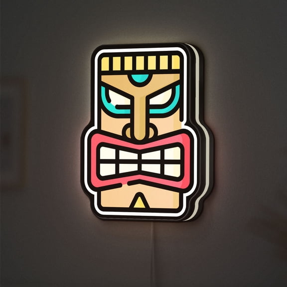Tiki 3D Novelty Light Box, Outdoor Patio Accent for Luau Parties and Summer Entertaining (Width 8 inch, 20cm)