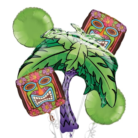 Tiki Balloon Bouquet 5pc with 33" Palm Tree