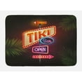 thumbnail image 1 of Tiki Bar Bath Mat, Old Fashioned Neon Signs Illustration of Open Bar Palm Tree Branches Roadside, Non-Slip Plush Mat Bathroom Kitchen Laundry Room Decor, 29.5 X 17.5 Inches, Multicolor, Ambesonne, 1 of 2