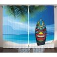 thumbnail image 1 of Ambesonne Tiki Bar Curtains 2 Panel Set, Tiki Surfboard, 108" x 96", Multicolor, 1 of 3