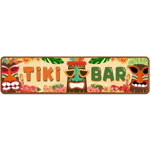 Tiki Bar Decor Novelty Tin Sign Metal Wall Plaque 4"x16"
