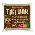 thumbnail image 1 of Tiki Bar Decor Throw Pillow Cushion Cover, Aged Old Frame Sign of Tiki Bar with Inspirational Quote Leisure Travel, Decorative Square Accent Pillow Case, 24 X 24 Inches, Multicolor, by Ambesonne, 1 of 2