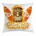 thumbnail image 1 of Tiki Bar Decor Throw Pillow Cushion Cover, Hibiscus Flora Burst Orange Surfboards Aloha Tropical Summer, Decorative Square Accent Pillow Case, 18 X 18 Inches, Orange Brown Light Yellow, by Ambesonne, 1 of 2