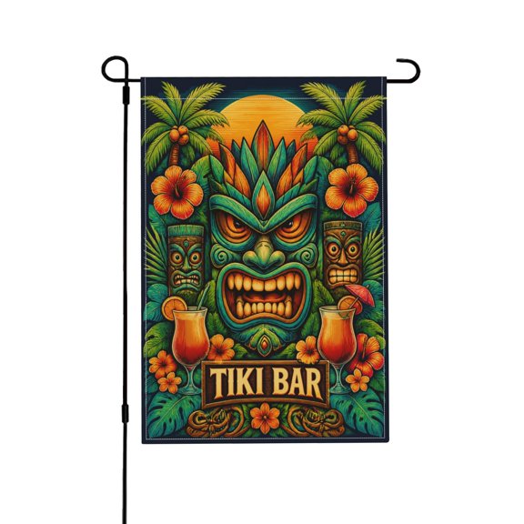 Tiki Bar Garden Flag Tropical Summer Porch Lawn Patio Outdoor Decor 12x18 in