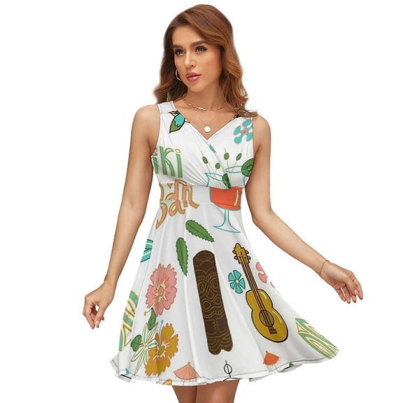 Tiki Bar Lounge Dress Fashion Beach Long Dresses Female Party Printed Sundress