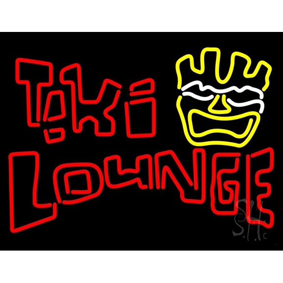 Tiki Bar Lounge LED Neon Sign 15 x 19 - inches, Clear Edge Cut Acrylic Backing, with Dimmer - Bright and Premium built indoor LED Neon Sign for Bar decor.
