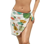 INKFW25 Tiki Bar Lounge Women's Beach Swimwear Covered with Sarong Wrap Dress Beach Minimalist Short Wrap Skirt Multi-purpose Tulle Shawl