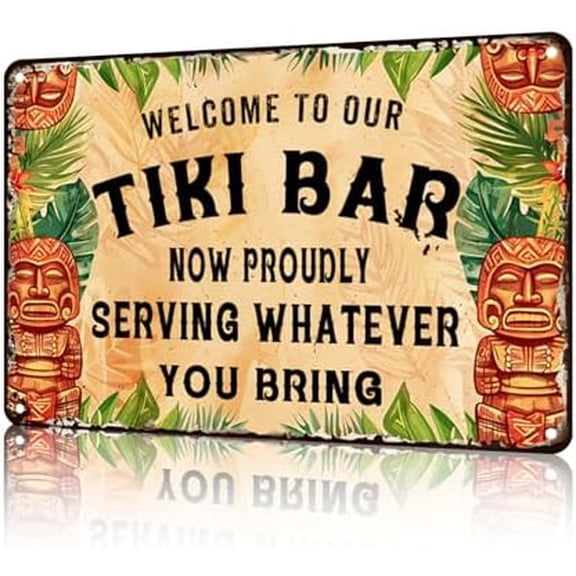 Tiki Bar Metal Tin Sign Welcome to Our Tiki Bar Bar Sign For Home Bar Cafe Pub Kitchen Restaurants 12x8 Inch