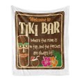 thumbnail image 1 of Tiki Bar Soft Flannel Fleece Throw Blanket, Aged Old Frame Sign of Inspirational Words Leisure Travel Print, Cozy Plush for Indoor and Outdoor Use, 70" x 90", Multicolor, by Ambesonne, 1 of 5