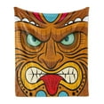 thumbnail image 1 of Tiki Bar Soft Flannel Fleece Throw Blanket, Cartoon Style Angry Looking Tiki Warrior Colorful Totem Culture Print, Cozy Plush for Indoor and Outdoor Use, 70" x 90", Multicolor, by Ambesonne, 1 of 5