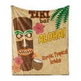 thumbnail image 1 of Tiki Bar Soft Flannel Fleece Throw Blanket, Polynesian Tropical Drink Retro Typography and Flora Old Aged Design, Cozy Plush for Indoor and Outdoor Use, 50" x 60", Multicolor, by Ambesonne, 1 of 6