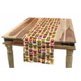 thumbnail image 1 of Tiki Bar Table Runner, Sixties Retro Inspired Hawaiian Party Happy Tiki Pattern Colorful, Dining Room Kitchen Rectangular Runner, 16" X 72", White Brown, by Ambesonne, 1 of 1