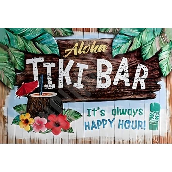 Tiki Bar V4 Funny Sign Weatherproof Aluminum 8" x 12"