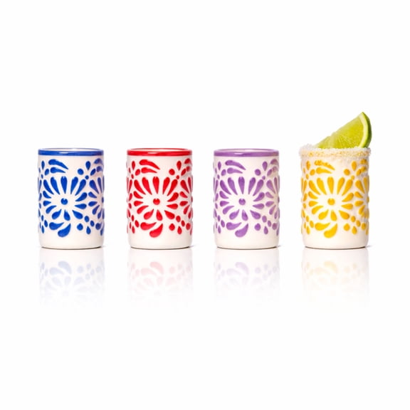 Tiki Blossom Ceramic Shot Glasses (3oz)