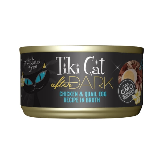 Tiki Cat After Dark Whole Foods Wet Cat Food, Chicken & Quail Egg, 2.8 oz. Can